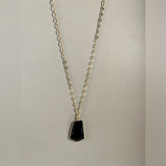 Large Black Glass Pendant Elegant Necklace - Dressy Boho Trendy Necklace - Picture 12 of 14